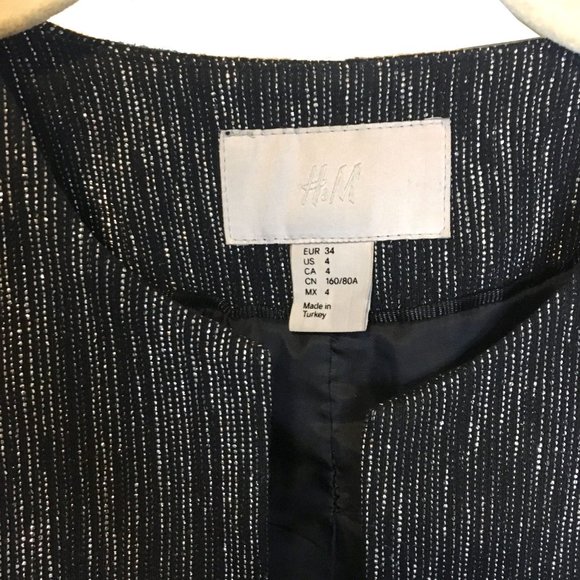 H&M Black Jacket made from Silver Metallic Fabric - Party Jacket - Size 4 / XS - Picture 7 of 8